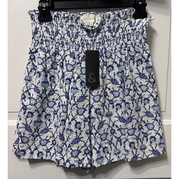 NWT Sachin Babi Blue Floral Eyelet “Millie Vine” Top & Shorts Set Size S - Picture 2 of 13